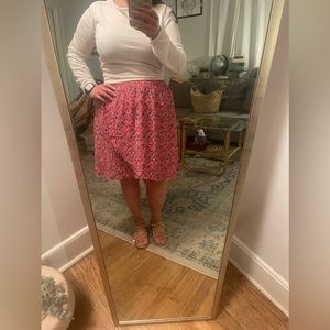 Loft floral faux wrap skirt